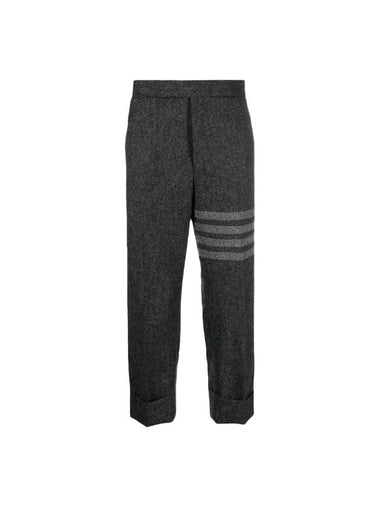 Donegal Tweed Low Rise 4 Bar Backstrap Straight Pants Grey - THOM BROWNE - BALAAN 1