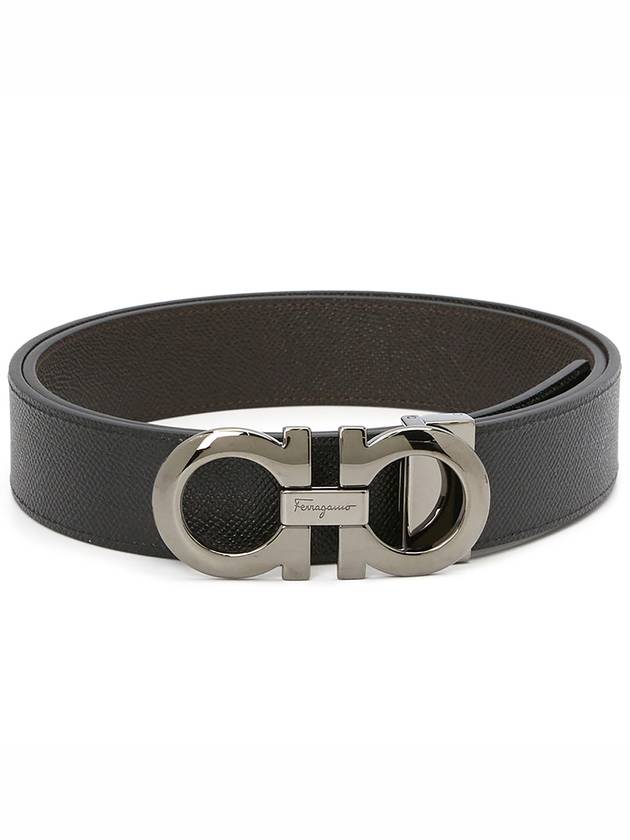 Gancini Reversible Adjustable Leather Belt Black - SALVATORE FERRAGAMO - BALAAN 3