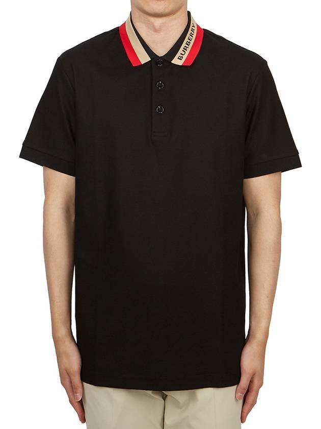 Logo Stripe Short Sleeve Polo Shirt Black - BURBERRY - BALAAN 2