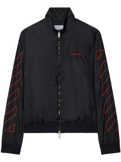 Embroidered Logo Bomber Jacket Black - OFF WHITE - BALAAN 2