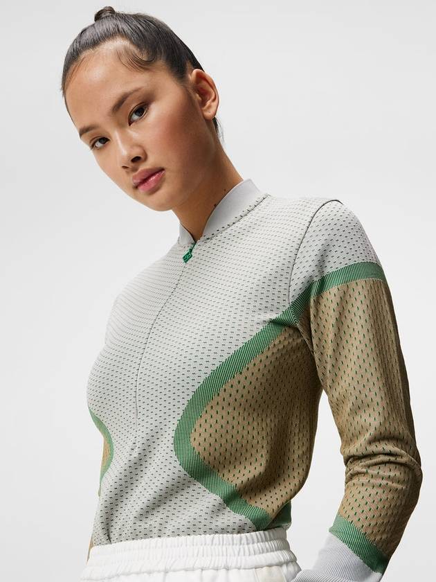 Diamond Seamless Mid Layer Long Sleeve T-Shirt Green White - J.LINDEBERG - BALAAN 4