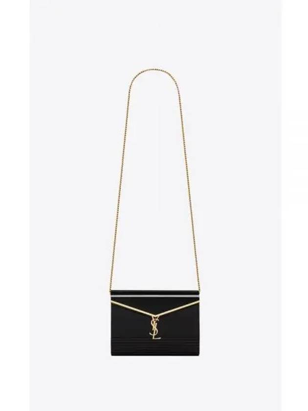 Miniaudiere Plexiglass Gold Logo Cross Bag Black - SAINT LAURENT - BALAAN 2