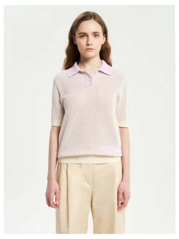 Women s Flesh Fox Knit Sweater Mesh Polo T shirt Lilac Domestic Product GM0024030864692 - MAISON KITSUNE - BALAAN 1