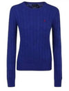 Embroidered Logo Pony Cable Knit Top Blue - POLO RALPH LAUREN - BALAAN 2