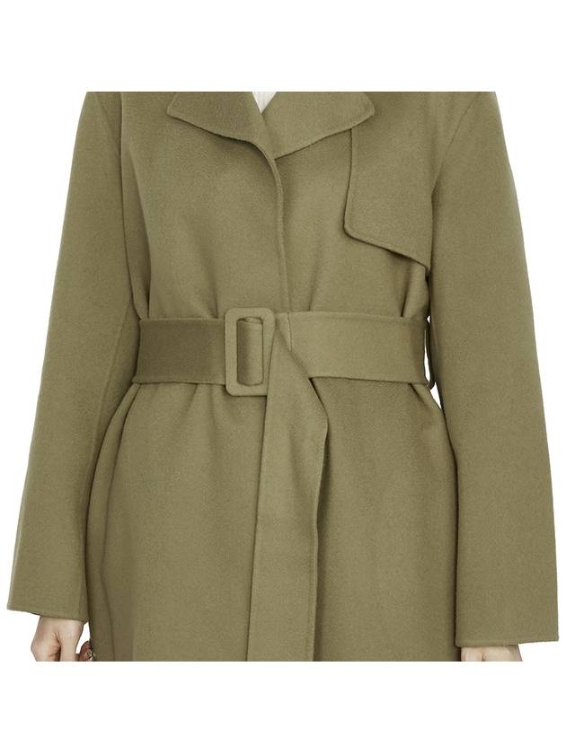 Wrap Wool Cashmere Belt Trench Coat Green - THEORY - BALAAN 11