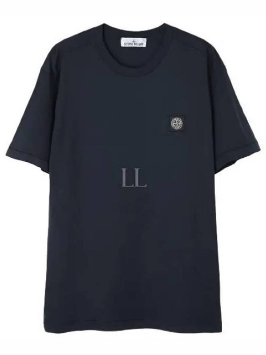 Slimfit Cotton Jersey Short Sleeve T-shirt Navy - STONE ISLAND - BALAAN 2