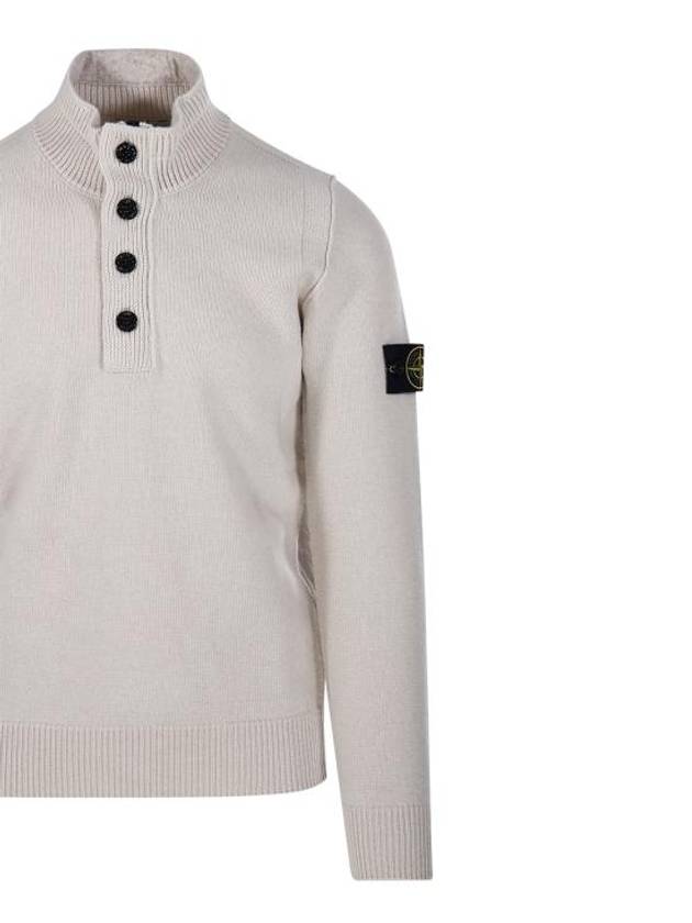 Wappen Patch Half Button Lambswool Knit Top Plaster - STONE ISLAND - BALAAN 5