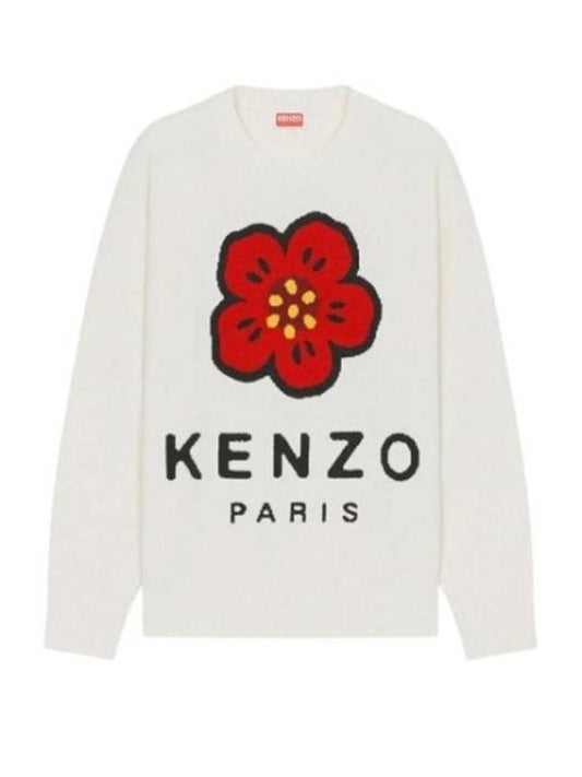 Men's Boke Flower Merino Wool Knit Top White - KENZO - BALAAN 1