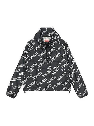 Jacket Women Monogram Anorak Hooded Black - KENZO - BALAAN 1