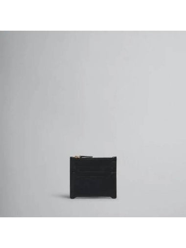 Zipper Leather Card Wallet Black - MARNI - BALAAN 1