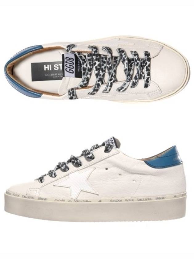 Women's Hi Star Blue Tab Nappa Leather Low Top Sneakers White - GOLDEN GOOSE - BALAAN 2