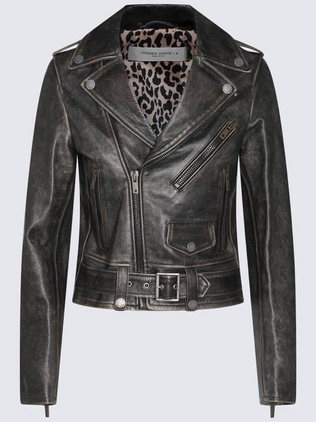 Inner Leopard Biker Jacket Black - GOLDEN GOOSE - BALAAN 2