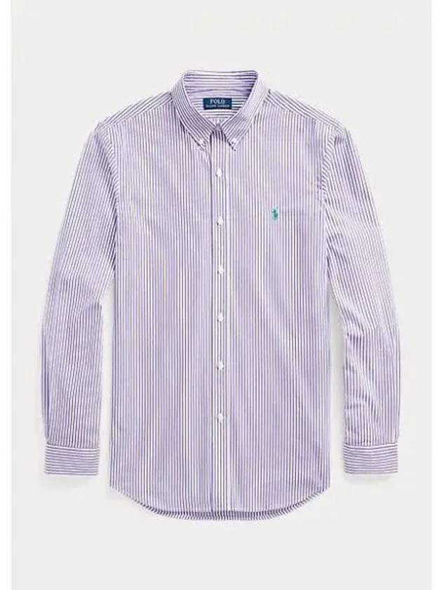 Embroidered Pony Striped Long Sleeve Shirt Lavender - POLO RALPH LAUREN - BALAAN 2