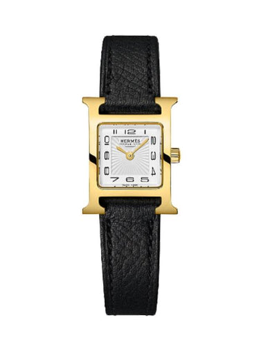 Mini H Leather Watch Noir Gold - HERMES - BALAAN 1