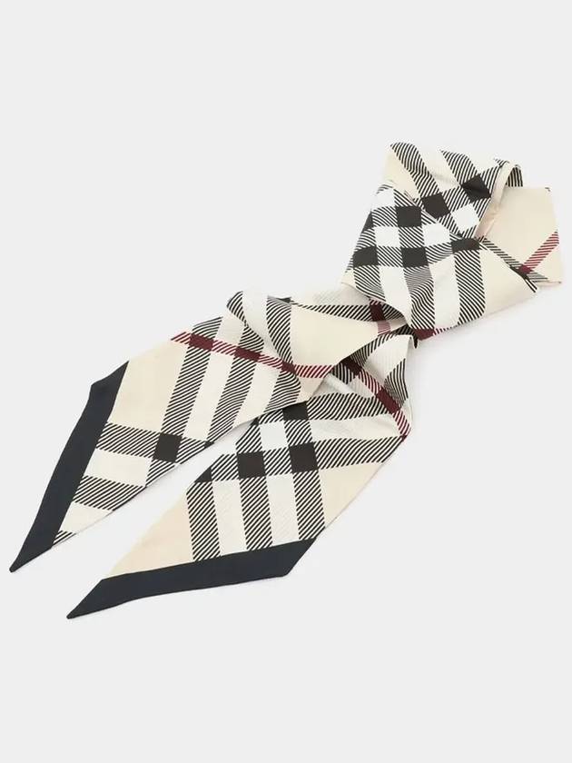 Skinny Check Silk Scarf Beige - BURBERRY - BALAAN 3