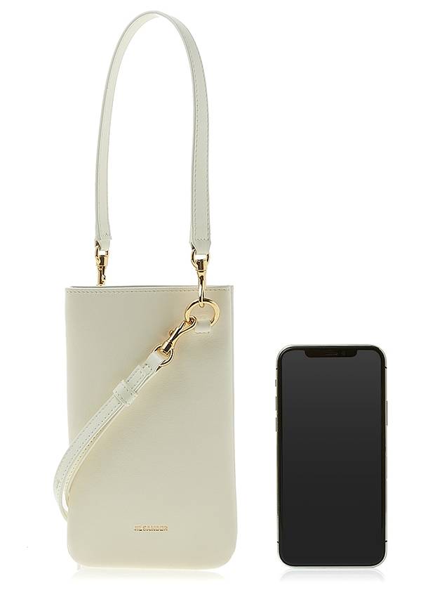 Embossed Logo Phone Holder Lambskin Leather Mini Bag White - JIL SANDER - BALAAN 7