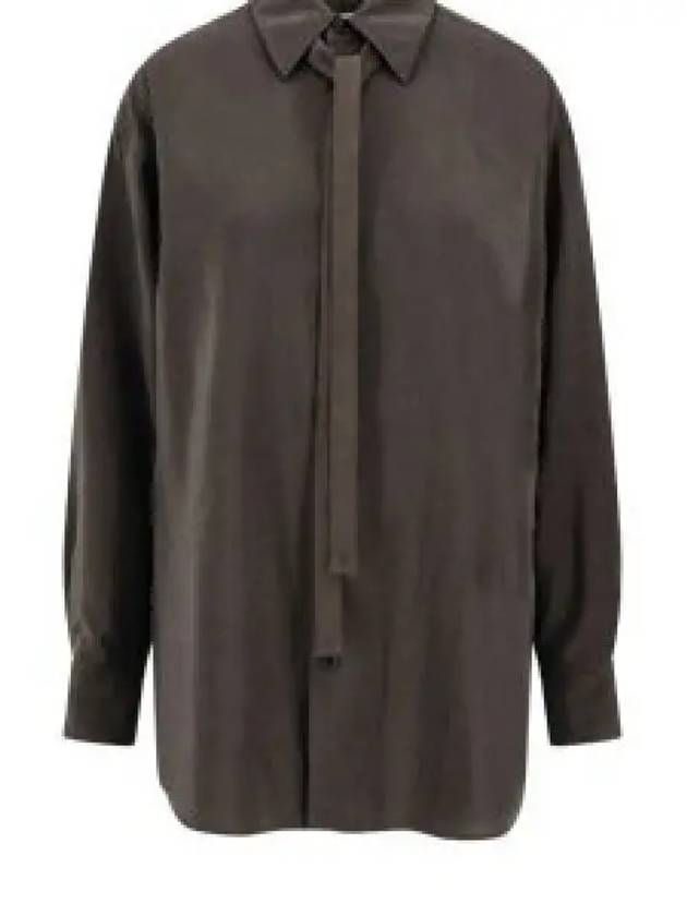 Tie Detail Satin Shirt Dark Espresso - LEMAIRE - BALAAN 2