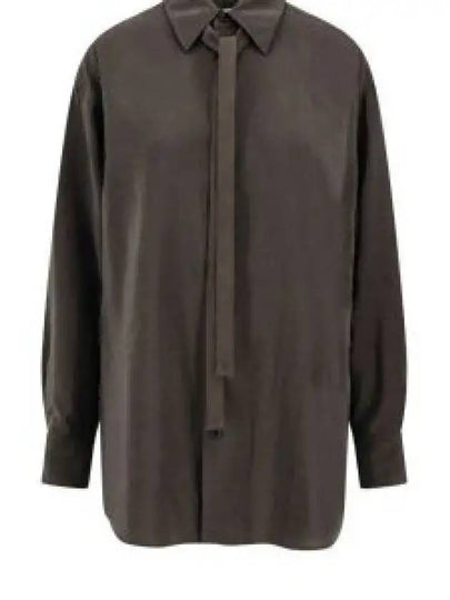 Tie Detail Satin Shirt Dark Espresso - LEMAIRE - BALAAN 2