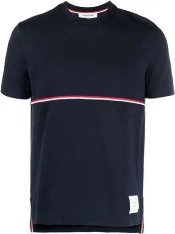 MJS221A RWB striped midweight short sleeve 271919 1008609 - THOM BROWNE - BALAAN 1