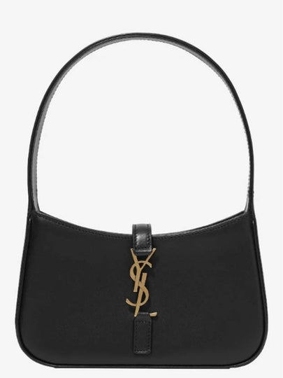 LE 5A 7 Small Smooth Leather Hobo Shoulder Bag Black - SAINT LAURENT - BALAAN 2