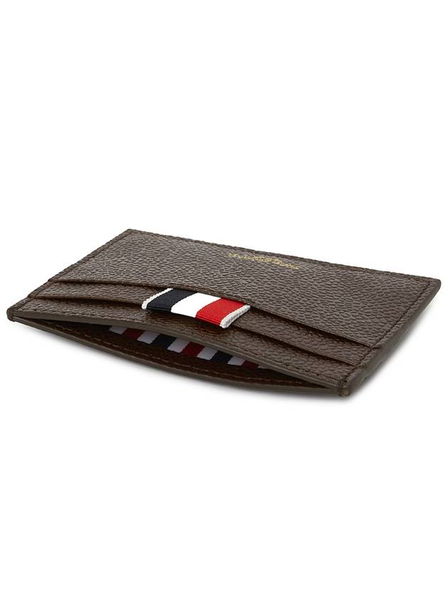 Stripe Note Compartment Pebble Grain Leather Card Wallet Dark Brown - THOM BROWNE - BALAAN 5