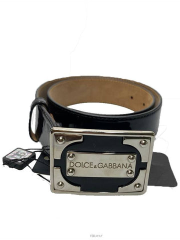 Logo Glossy Leather Belt Black - DOLCE&GABBANA - BALAAN 1