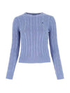Embroidered Pony Logo Cable Knit Top Blue - POLO RALPH LAUREN - BALAAN 1