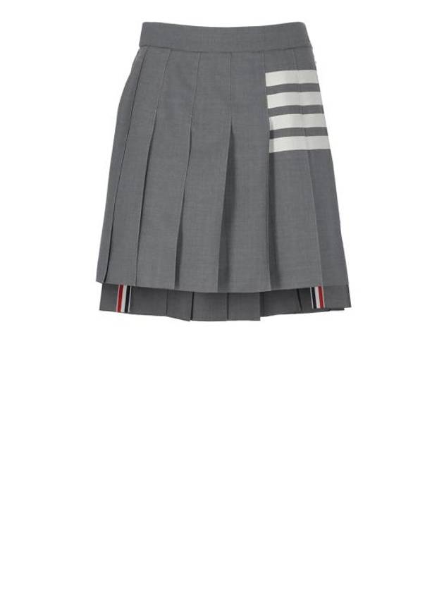 4 Bar Plain Weave Mini Pleated Skirt Grey - THOM BROWNE - BALAAN 2