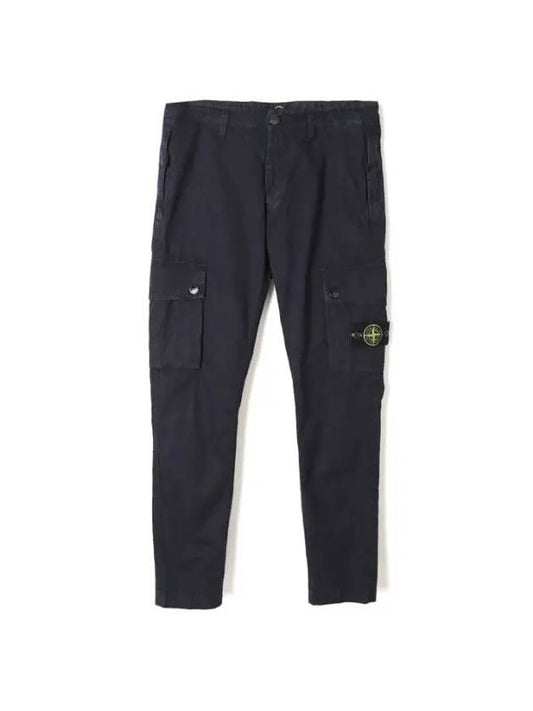 Wappen Patch Old Treatment Slim Fit Cargo Straight Pants Navy - STONE ISLAND - BALAAN 1