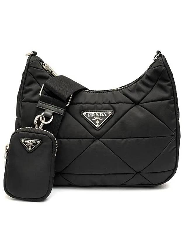 Triangle Logo Re-nylon Paddde Hobo Cross Bag Black - PRADA - BALAAN 3