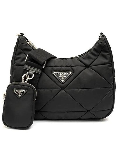 Triangle Logo Re-nylon Paddde Hobo Cross Bag Black - PRADA - BALAAN 2