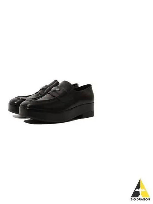 triangle logo square toe platform loafers black - PRADA - BALAAN.