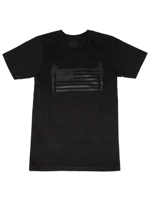 Stars and Stripes Printed Short Sleeve T-Shirt Black - CHROME HEARTS - BALAAN 1