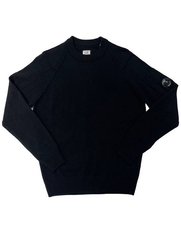 Lens Wappen Wool Knit Top Black - CP COMPANY - BALAAN 2