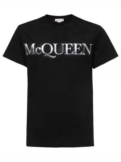 Spray Foil Print Short Sleeve T-Shirt Black - ALEXANDER MCQUEEN - BALAAN 2