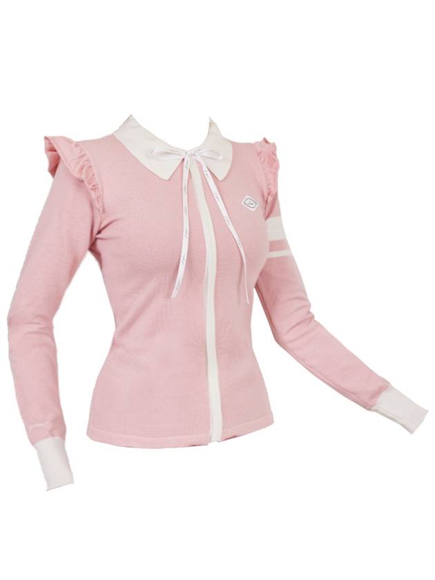 golf wear shoulder frill knit zip up Pink - J JANE - BALAAN 3