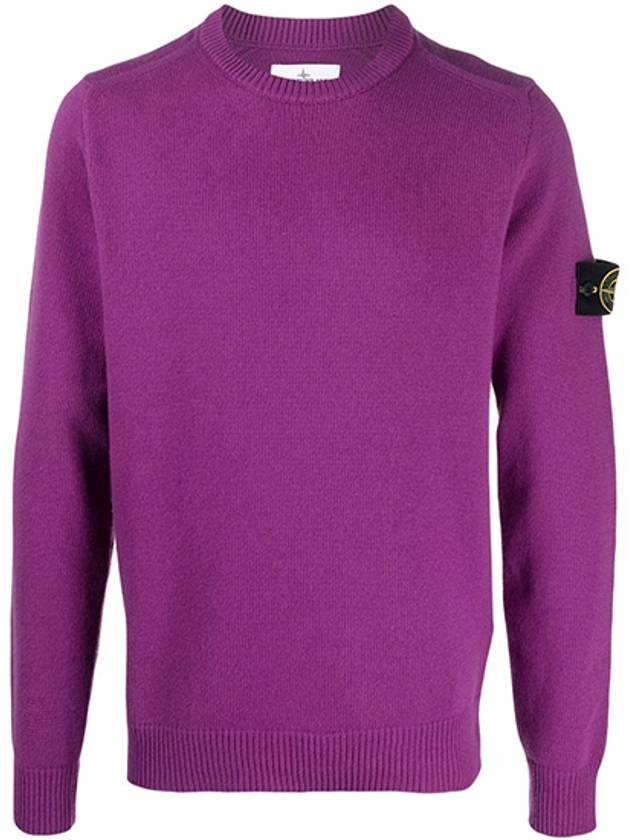 Waffen Patch Crew Neck Wool Sweatshirt Purple - STONE ISLAND - BALAAN.