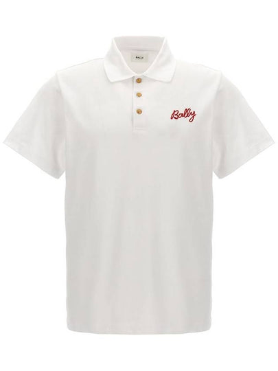 Embroidery Logo Short Sleeve Polo Shirt White - BALLY - BALAAN 2