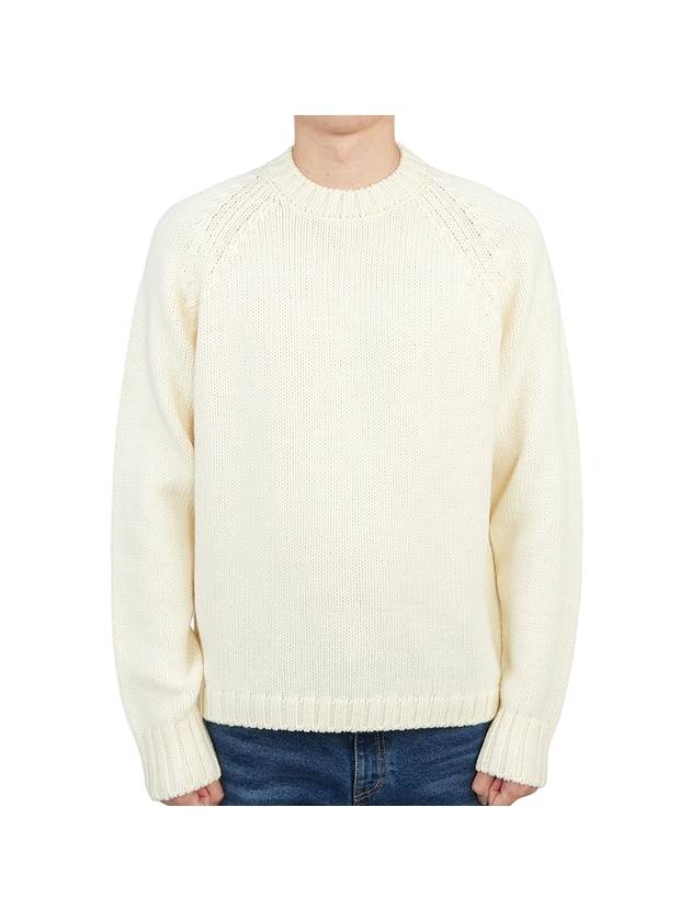 Men’s Merino Wool Knit Top White - TEN C - BALAAN 1