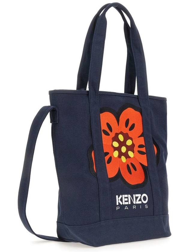 Boke Flower Cotton Tote Bag Navy - KENZO - BALAAN 3