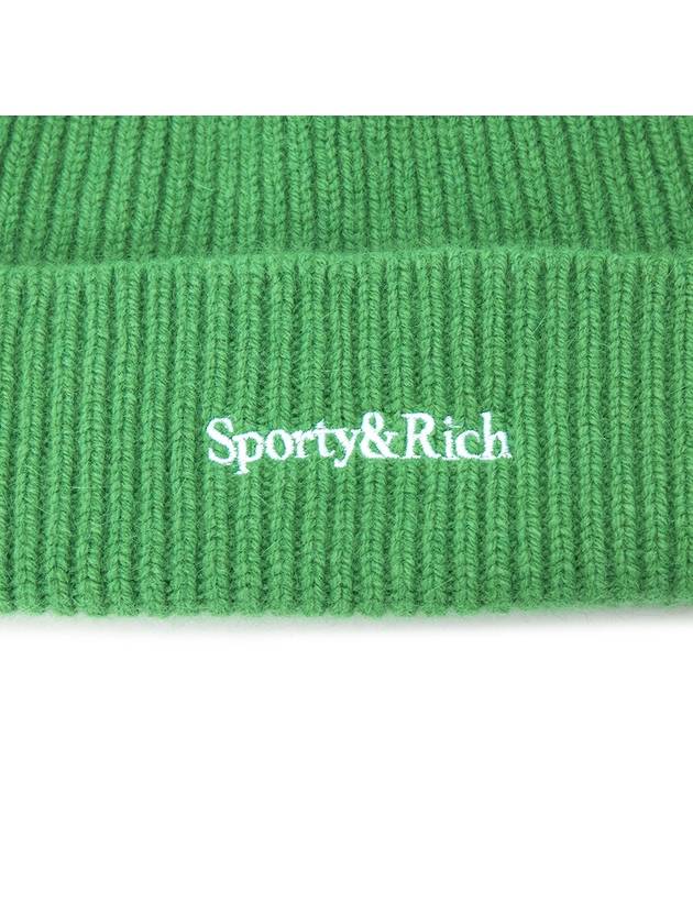 Logo Embroidered Wool Beanie Green - SPORTY & RICH - BALAAN 5