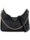 Triangle Logo Chain Shoulder Bag Black - PRADA - BALAAN 3