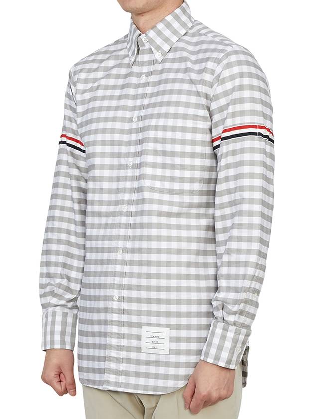 Men's Check Oxford Long Sleeve Shirt Grey - THOM BROWNE - BALAAN 5