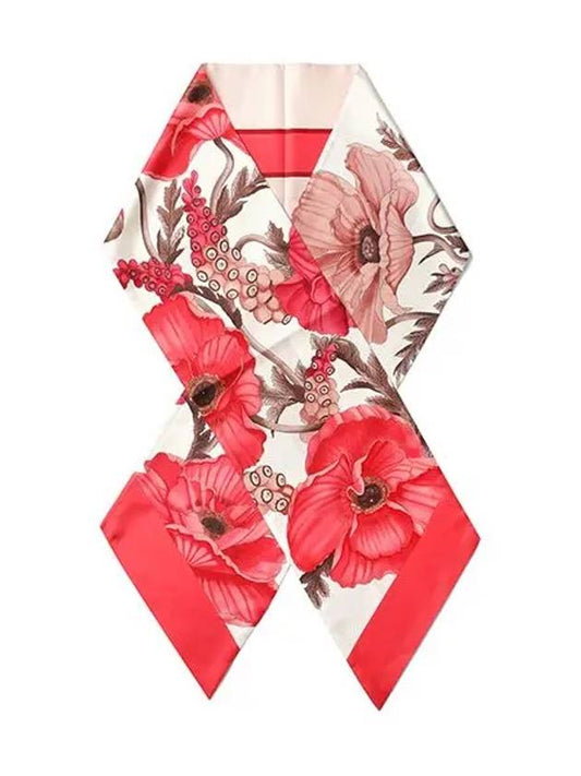 Poppies Print Silk Scarf Pink - SALVATORE FERRAGAMO - BALAAN 2