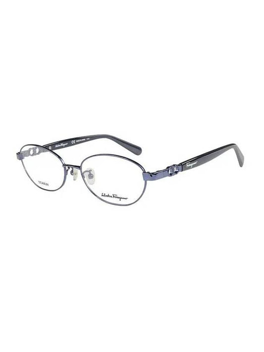 Eyewear Oval Titanium Eyeglasses Shiny Navy - SALVATORE FERRAGAMO - BALAAN 1