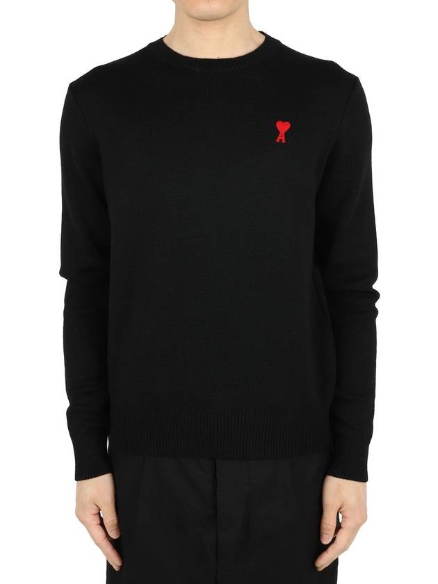 de Coeur Embroidery Crewneck Knit Top Black - AMI - BALAAN 2