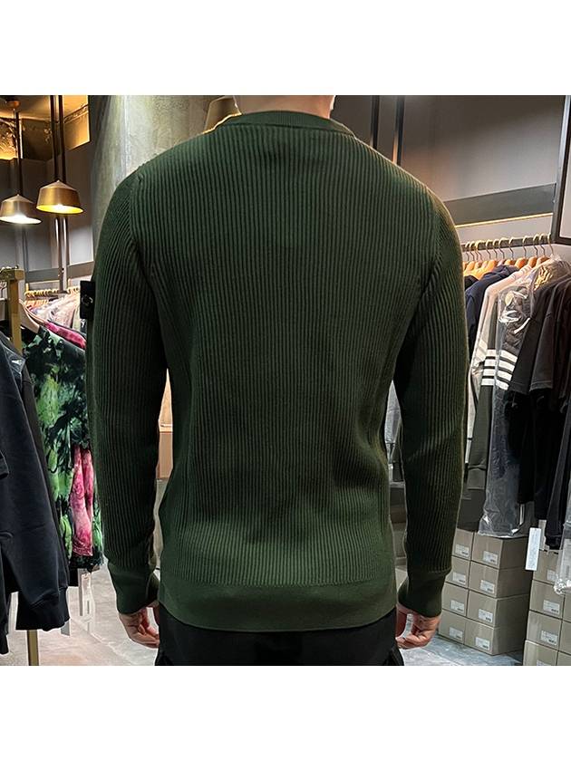 Wappen Patch Crew Neck Ribbed Wool Knit Top Green - STONE ISLAND - BALAAN 6