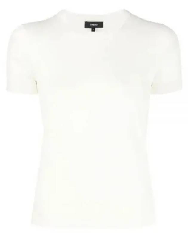 Women's Regal Wool Slim Crew Neck Short Sleeve T-Shirt Ivory - THEORY - BALAAN 2