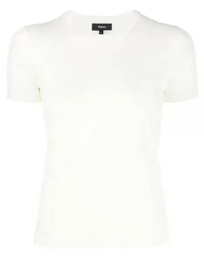 Women's Regal Wool Slim Crew Neck Short Sleeve T-Shirt Ivory - THEORY - BALAAN 2