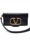 V Logo Neck Strap Phone Cross Bag Black - VALENTINO - BALAAN 3